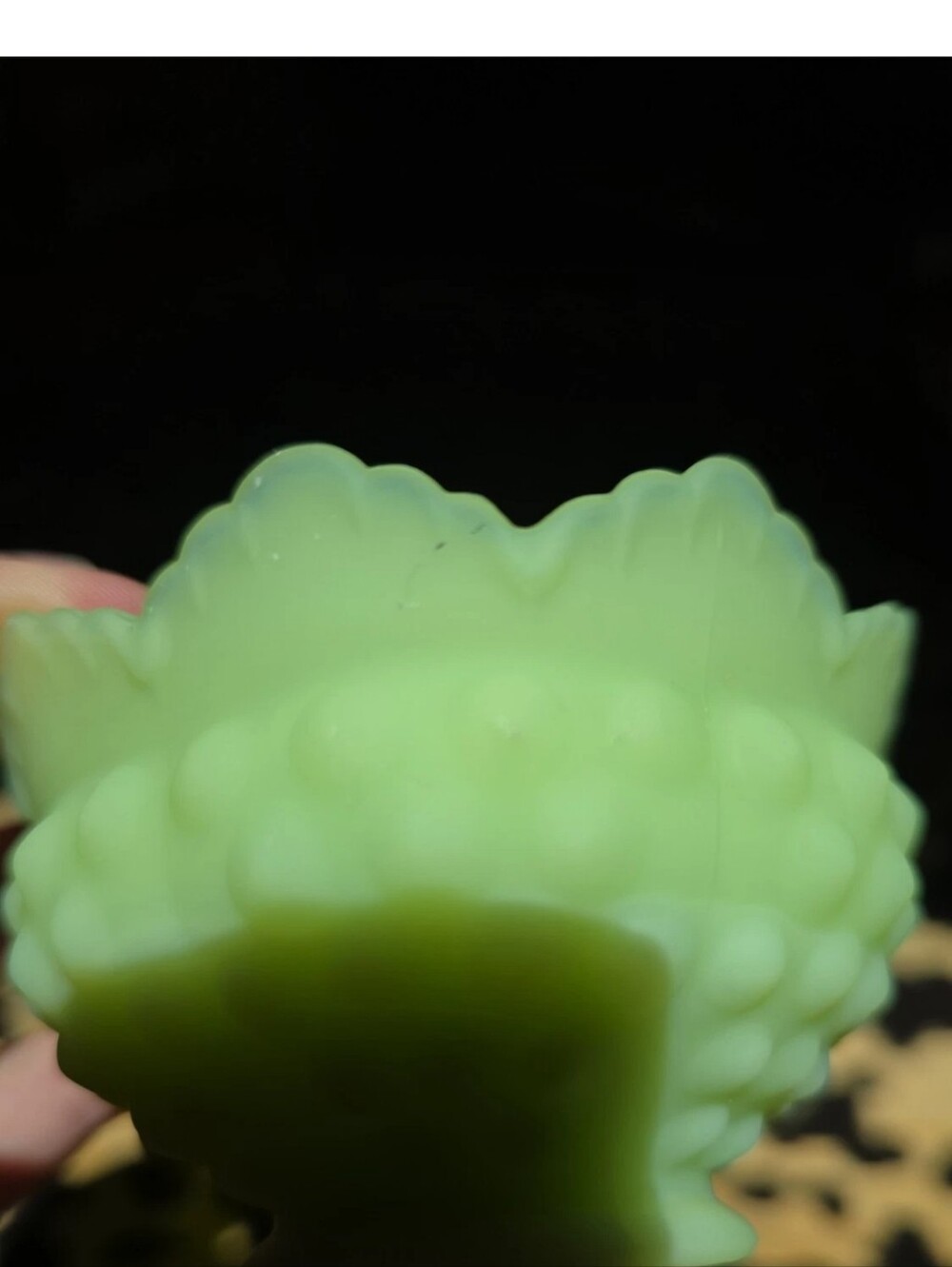 Fenton Lime Shurbet Green Uranium Hobnail Glass Fairy Light - Picture 10 of 10